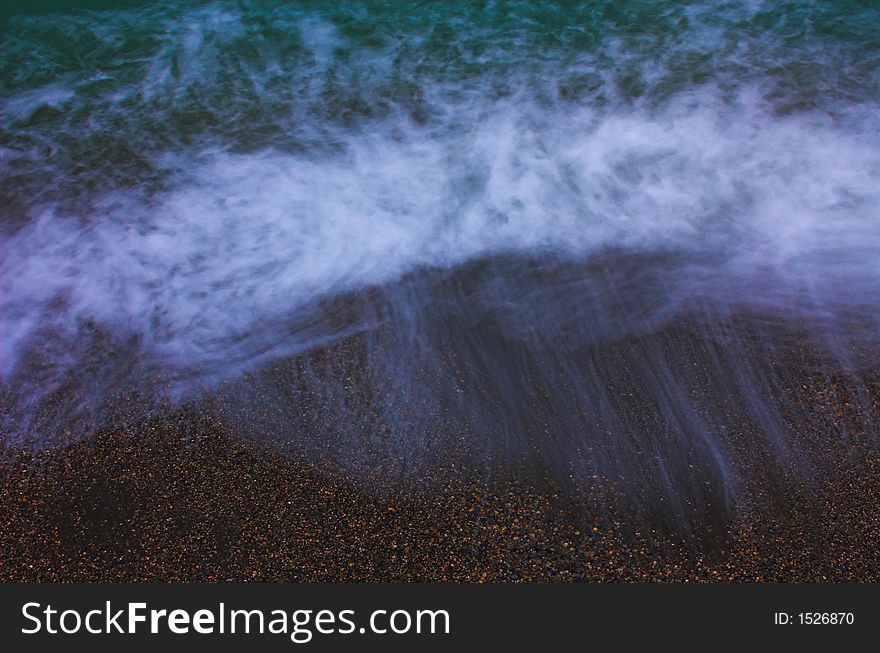 Blue sea and sand, long exposure, Sochi, Russia