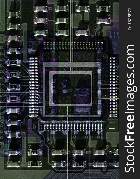 Close-up of a computer circuit board. Close-up of a computer circuit board