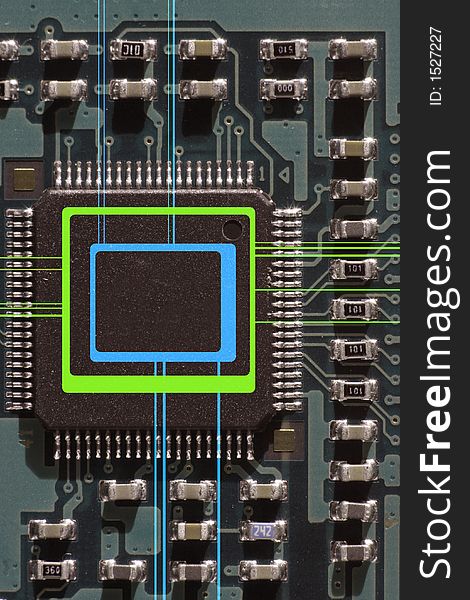 Close-up of a computer circuit board. Close-up of a computer circuit board