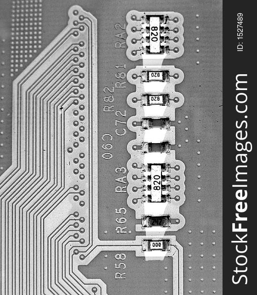 Close-up of a computer circuit board. Close-up of a computer circuit board