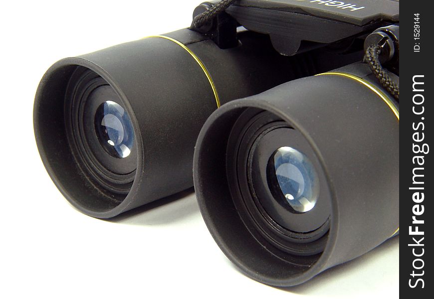 Black binoculars isolated on white.