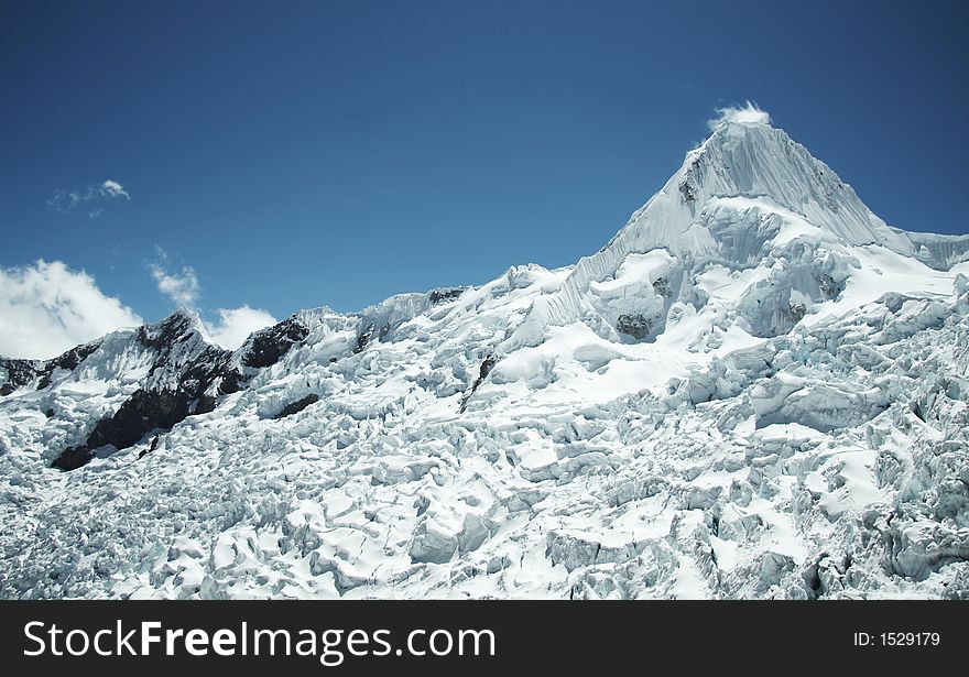 Summit Alpamayo in Cordilleras mountain. Summit Alpamayo in Cordilleras mountain