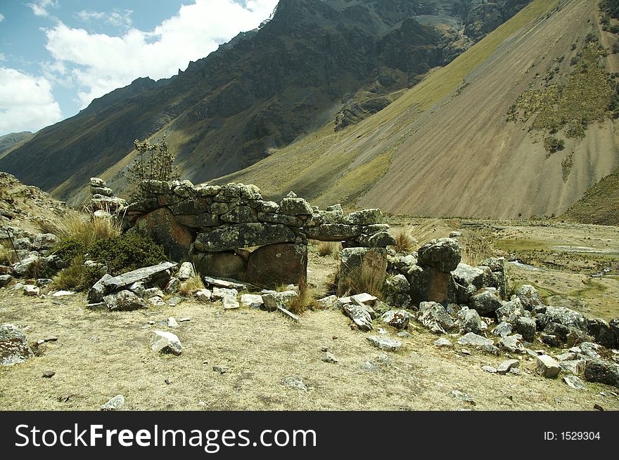 Ruins on the Cordilleras mountain in Peru. Ruins on the Cordilleras mountain in Peru