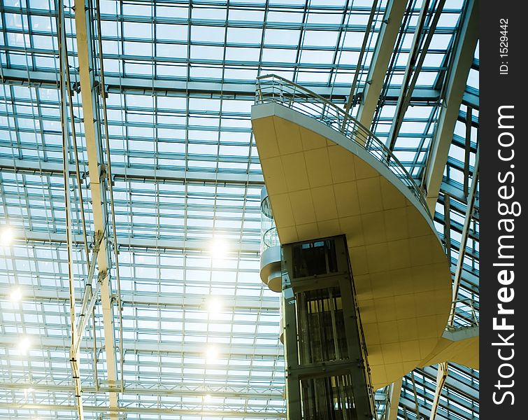 Futuristic interior of an office building