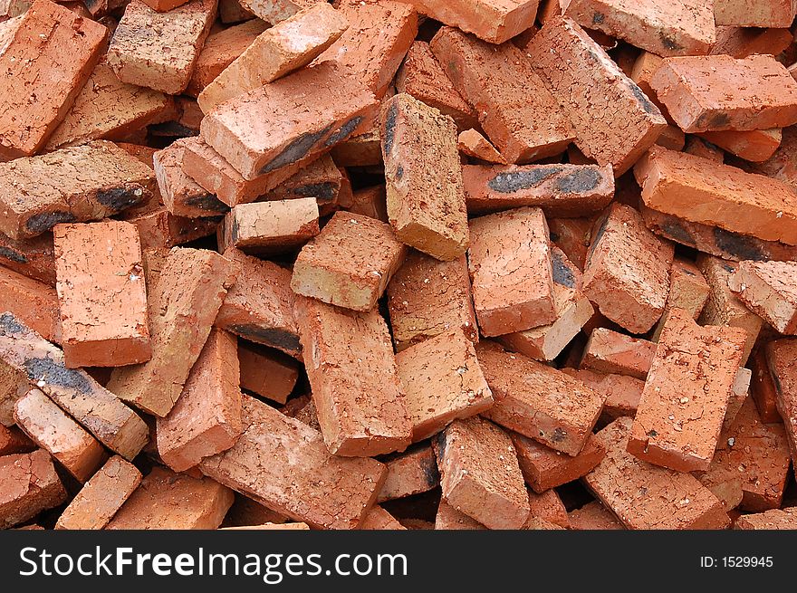 Chinese clay bricks in random manner near a constructoin site