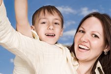 Happy Woman Woman  With  Son Royalty Free Stock Images