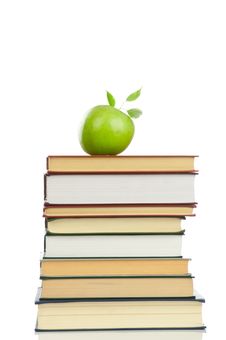 Apple On The Books Royalty Free Stock Photography Apple On The Books Royalty Free Stock Photography