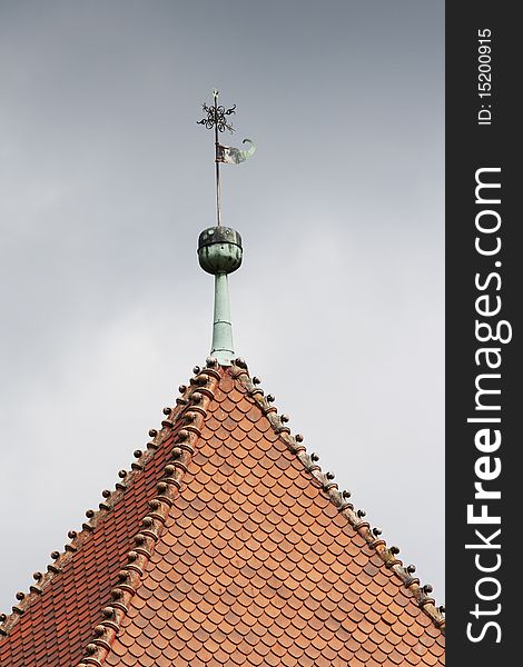 Detail of red old roof