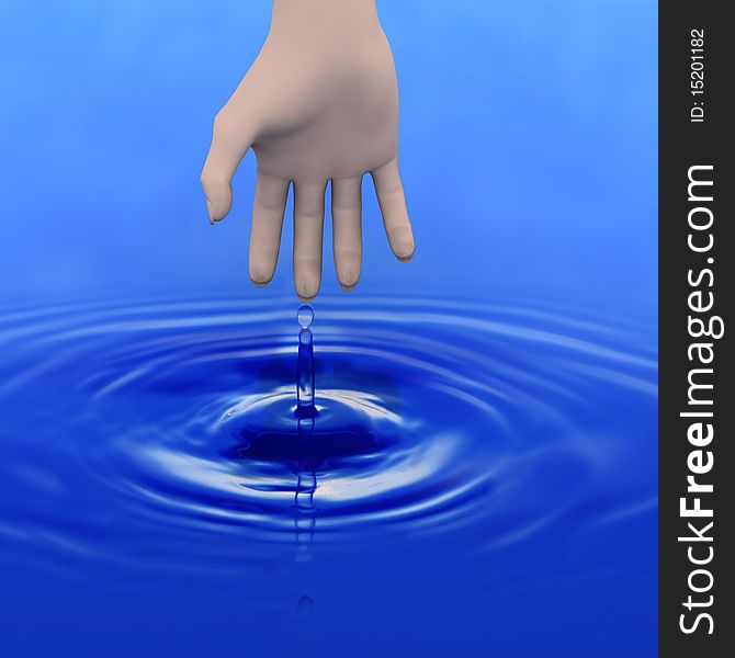 3D Max Rendered Hand over Water