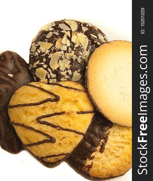 Delicious cookie mix against a white background