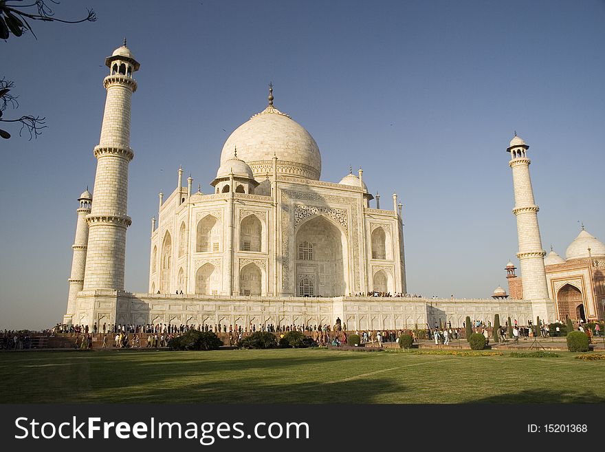Taj Mahal in Agra - India with minarets. Taj Mahal in Agra - India with minarets
