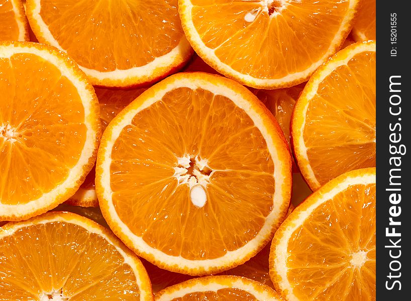 Sliced orange as background or food pattern
