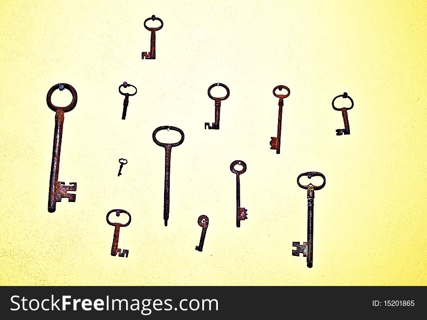 Old keys hung on the wall