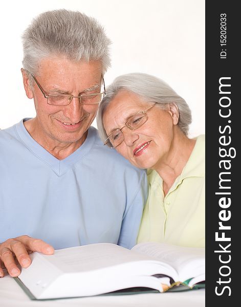 Elderly couple together on a white background. Elderly couple together on a white background