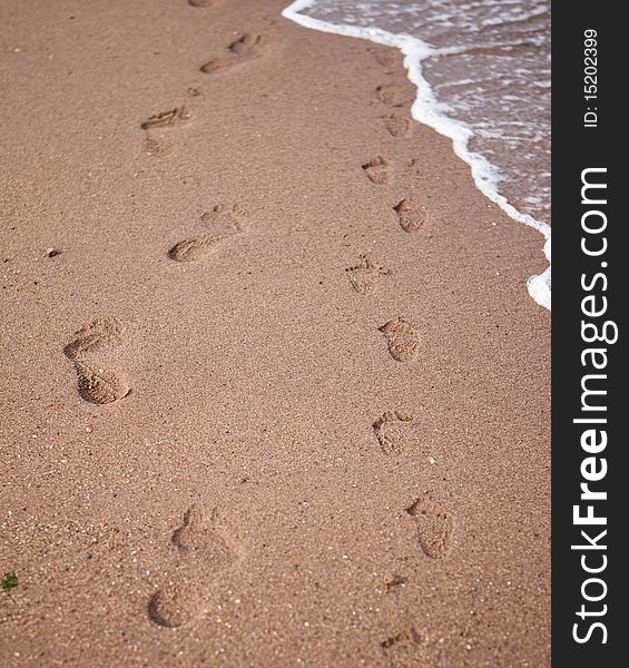Image of footprints on the beach. Image of footprints on the beach
