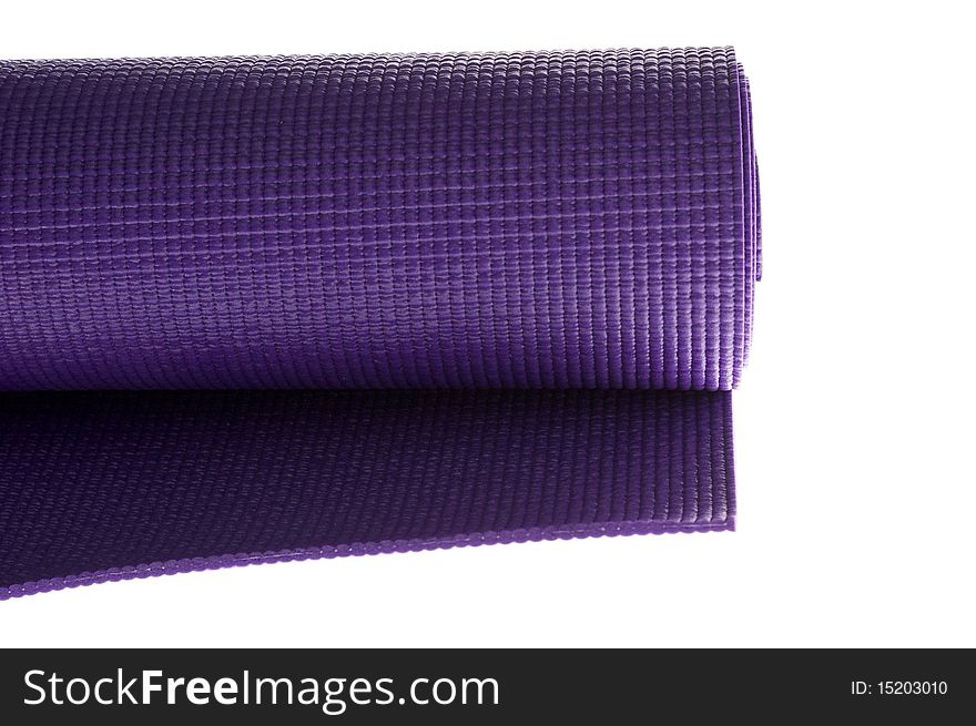 Purple Yoga Mat On White