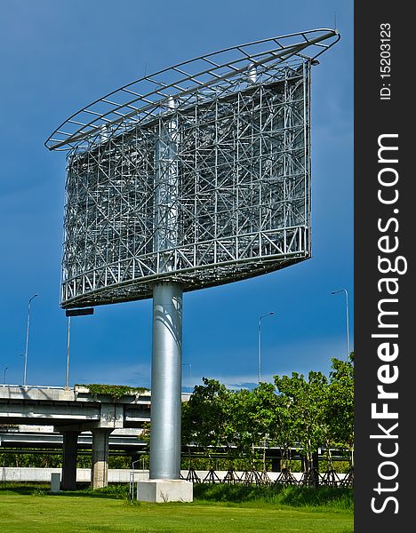 Billboard structure with blue sky