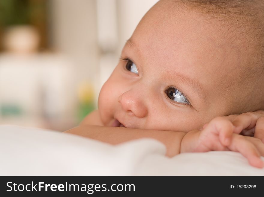 Portrait of a beautiful baby on a white