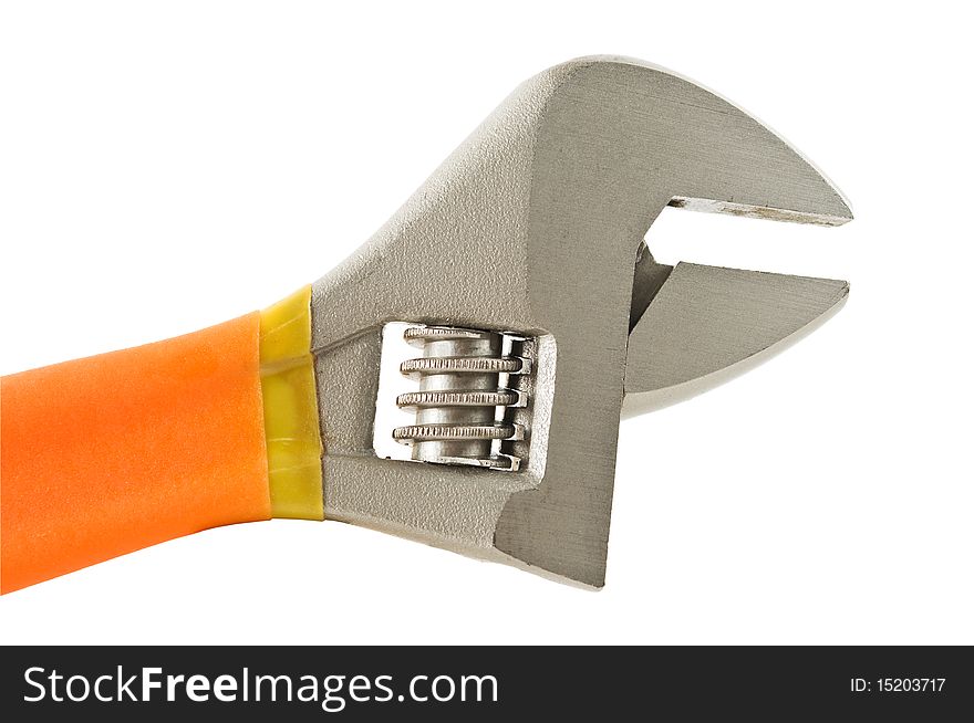 Beautiful adjustable spanner isolated on white background. Beautiful adjustable spanner isolated on white background.