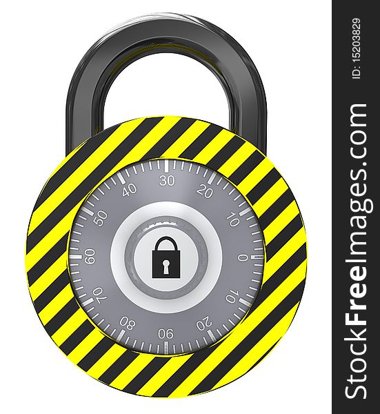 3d illustration of combination lock isolated over white background