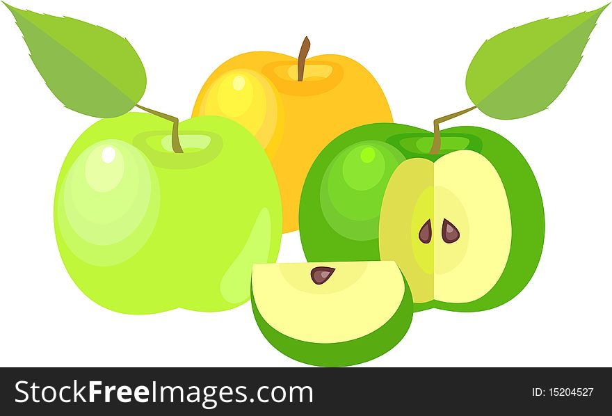 Apples with leaves