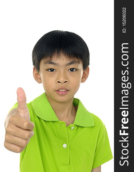 Asian boy shows the sign of ok. Asian boy shows the sign of ok