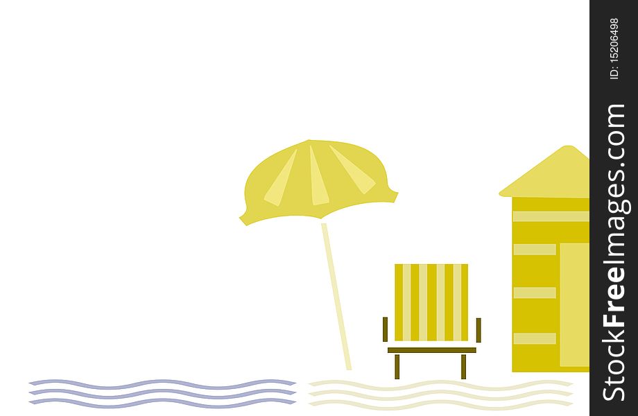 Beach umbrella and a cabin