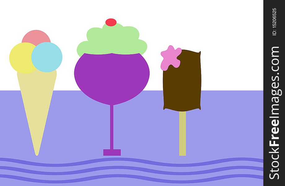 Three different types of ice cream
