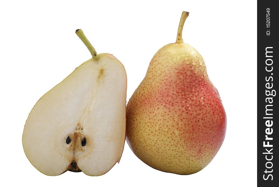 Whole and a half pear