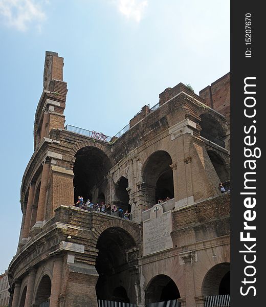 Colosseum view on a blue sky. Colosseum view on a blue sky