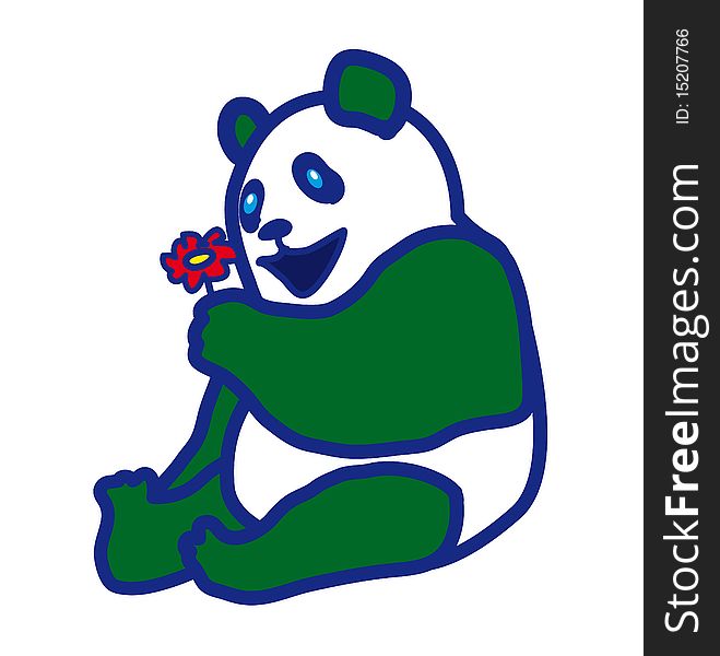 Stylized cartoon panda - vector illustration