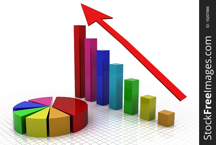 3d illustration of a business graph