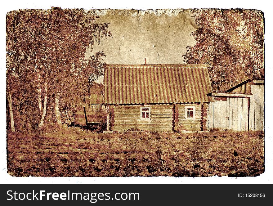 Rural house on aging photography