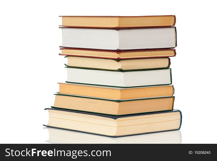 High book heap isolated on white background. High book heap isolated on white background