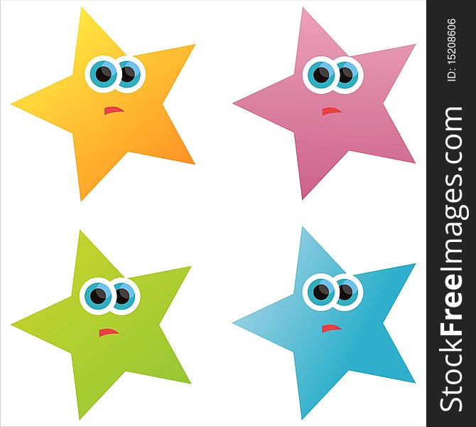 Set of 4 colorful monster stars. Set of 4 colorful monster stars