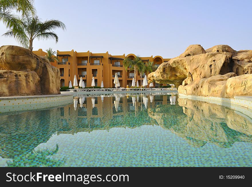 Morning smooth surface of pool