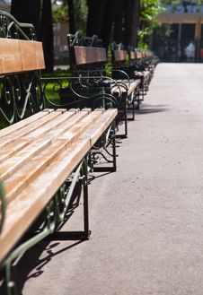 A Line Of Benches In Park Stock Photography A Line Of Benches In Park Stock Photography