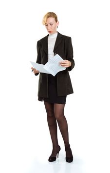Business Woman With Papers In Hand Stock Photos