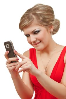 Girl With Cellphone Stock Photo