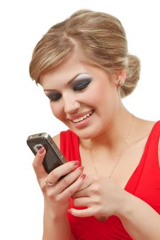 Girl With Cellphone Stock Images