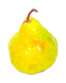 Yellow Juicy Pear Isolated Over White Stock Photos