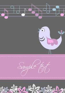 Card Template With Bird And Tunes Design Royalty Free Stock Photos Card Template With Bird And Tunes Design Royalty Free Stock Photos