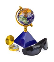 Sunglasses, Compass And Globe Royalty Free Stock Photo Sunglasses, Compass And Globe Royalty Free Stock Photo