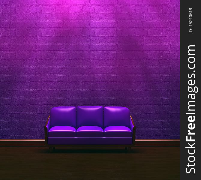 Alone Purple Couch In Purple Minimalist Interior