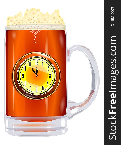 Beer mug with clock