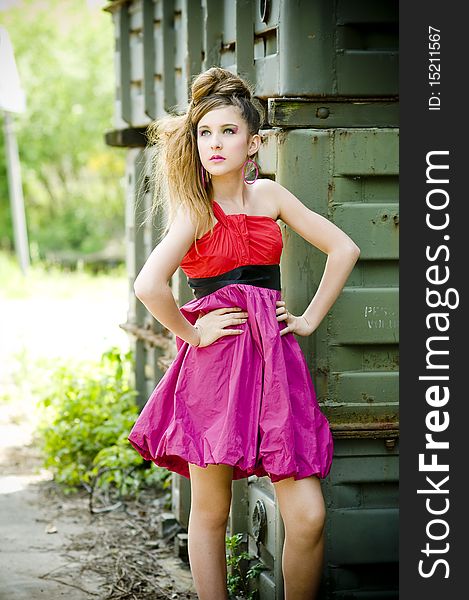 Teenager Girl Model Presenting Clothes