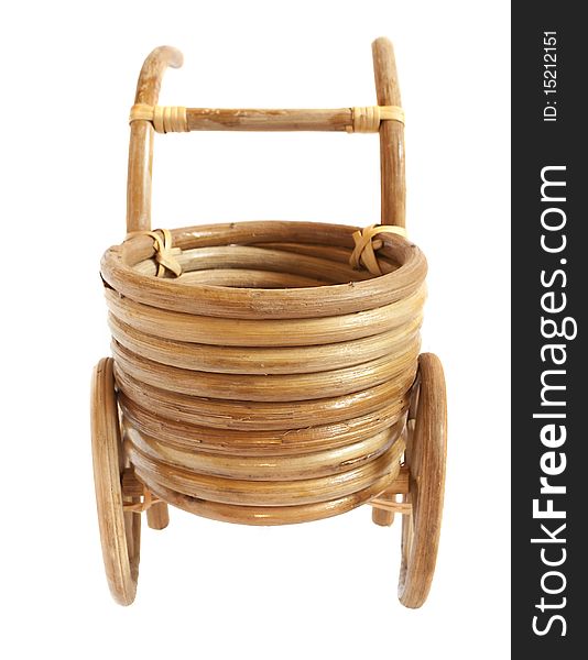 Wooden cart. Made by human hands from the dry wood.