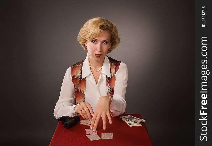 The Pretty Woman With Cards