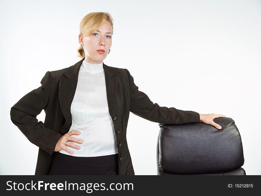 Confident business woman isolated over white background