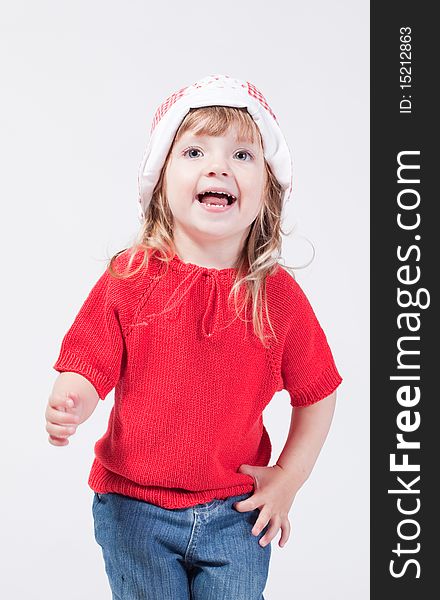 Cute Happy Smiling Child In Hat